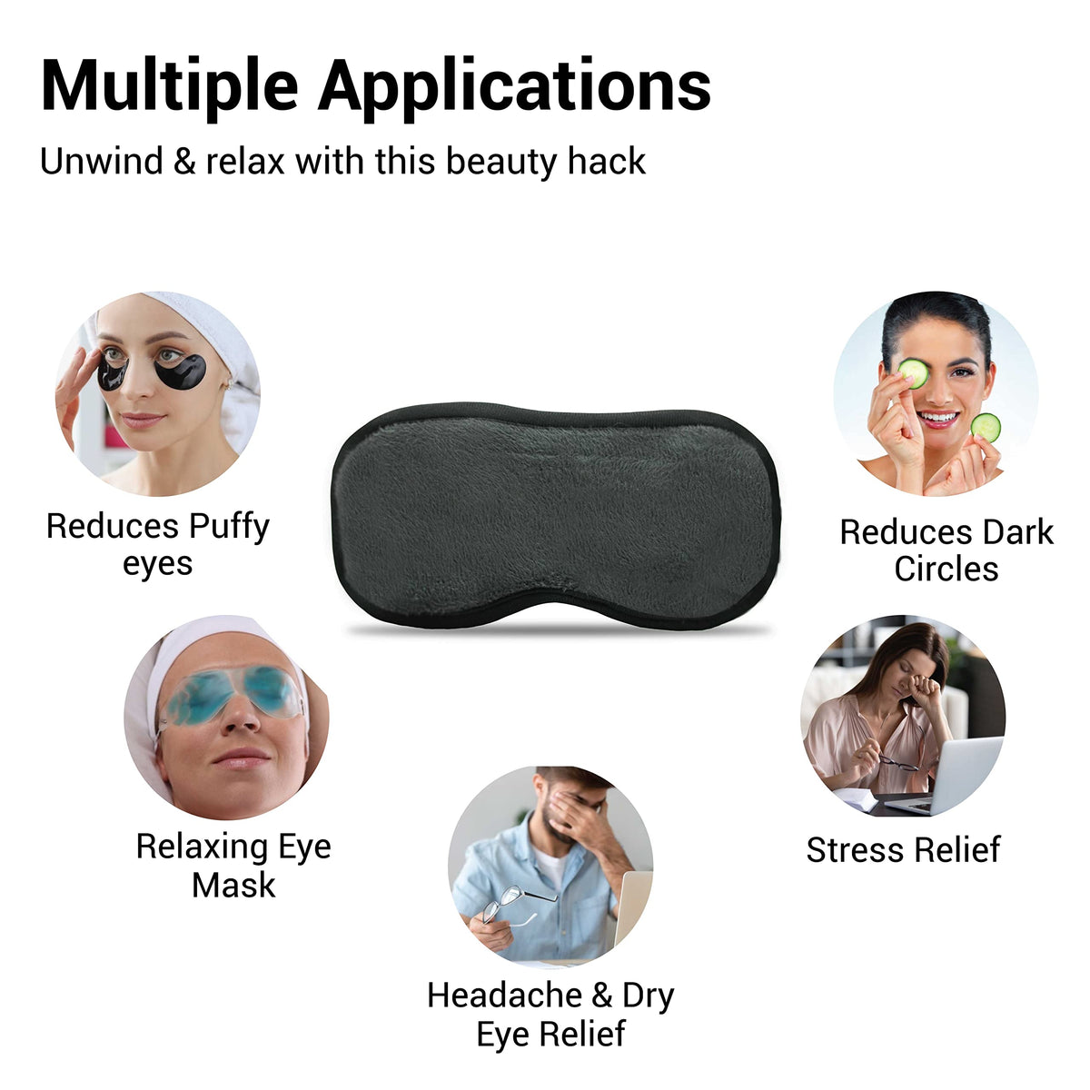 Greemito 3D Memory Foam eye mask for sleeping with Adjustable Strap Super Soft Sleeping Mask BlindFold for Comfortable Travelling Sleep for men and women - Black