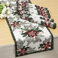 HOKIPO Cotton Jacquard 6 Placemats With Runner For Dining Table 6 Seater (In530-D1*6+In531), Large, White Kafalo