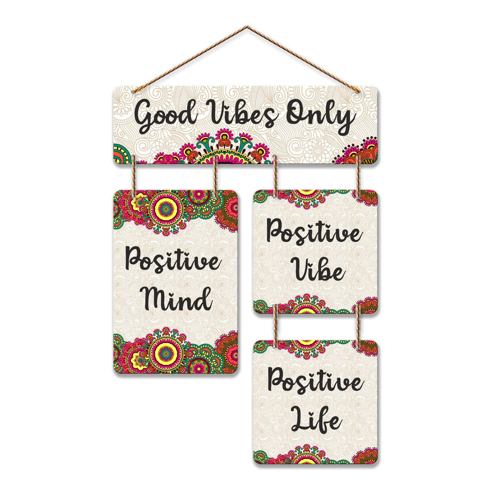 Artvibes Positive Vibes Positive Life Decorative Wall Hanging Ornaments | Quotes Decor Item | Wall Poster | Office Decor | Wall Art Print | Inspirational Quotes | Gift Items (WH_6510N)