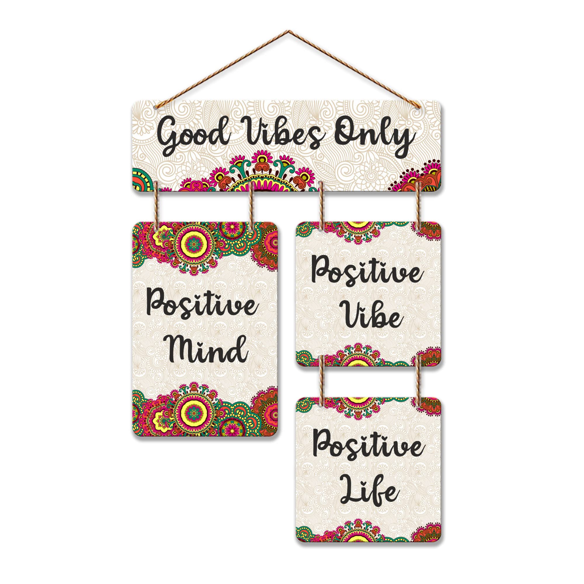 Artvibes Positive Vibes Positive Life Decorative Wall Hanging Ornaments | Quotes Decor Item | Wall Poster | Office Decor | Wall Art Print | Inspirational Quotes | Gift Items (WH_6510N)