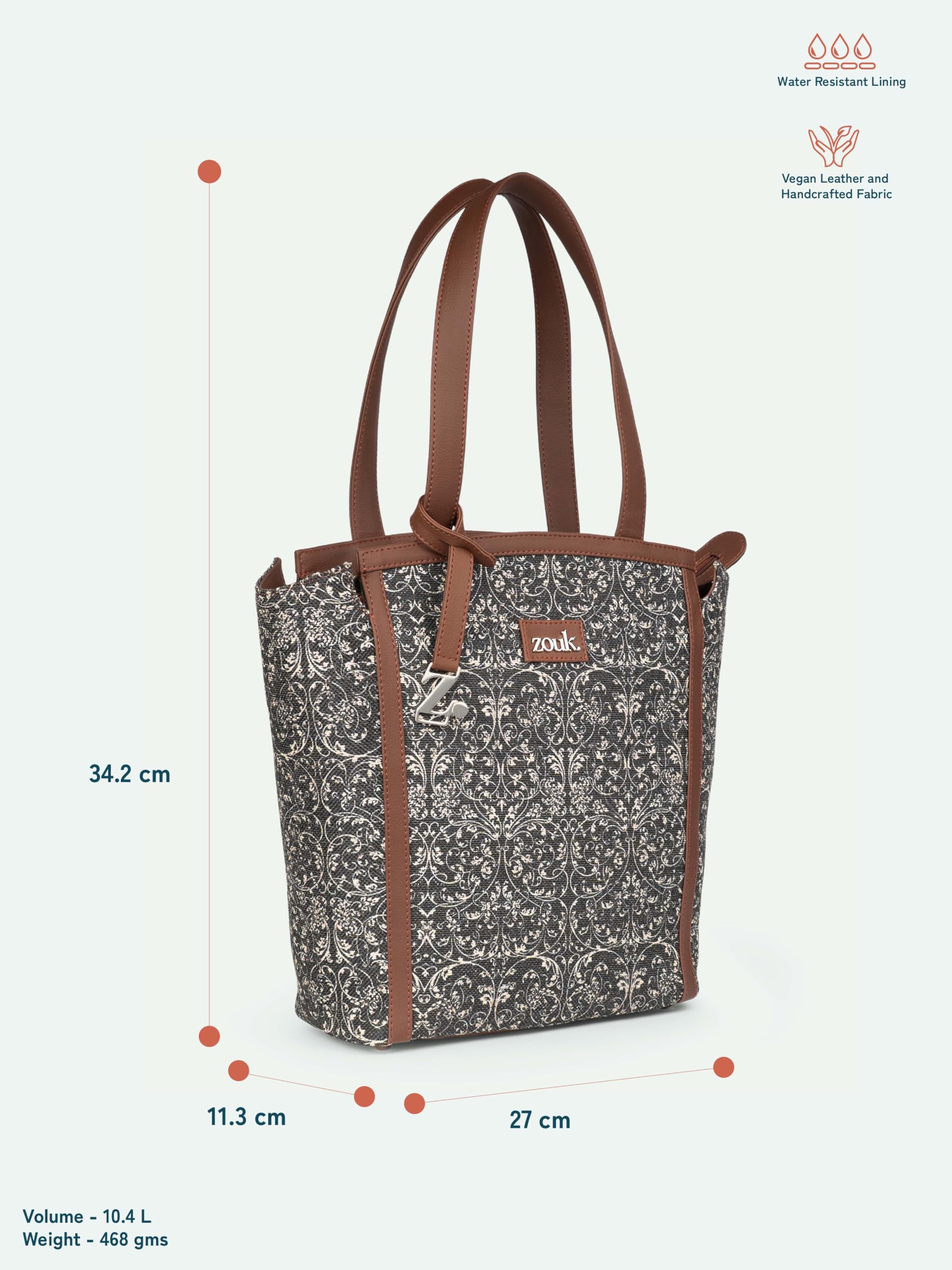 ZOUK Rhea Kapoor Adira Tote Bag for Women | Stylish Handbag for Woman | Premium Tote Bags | Purse Handbag | Big Size Stylish Hand Bags | Lattice Lace