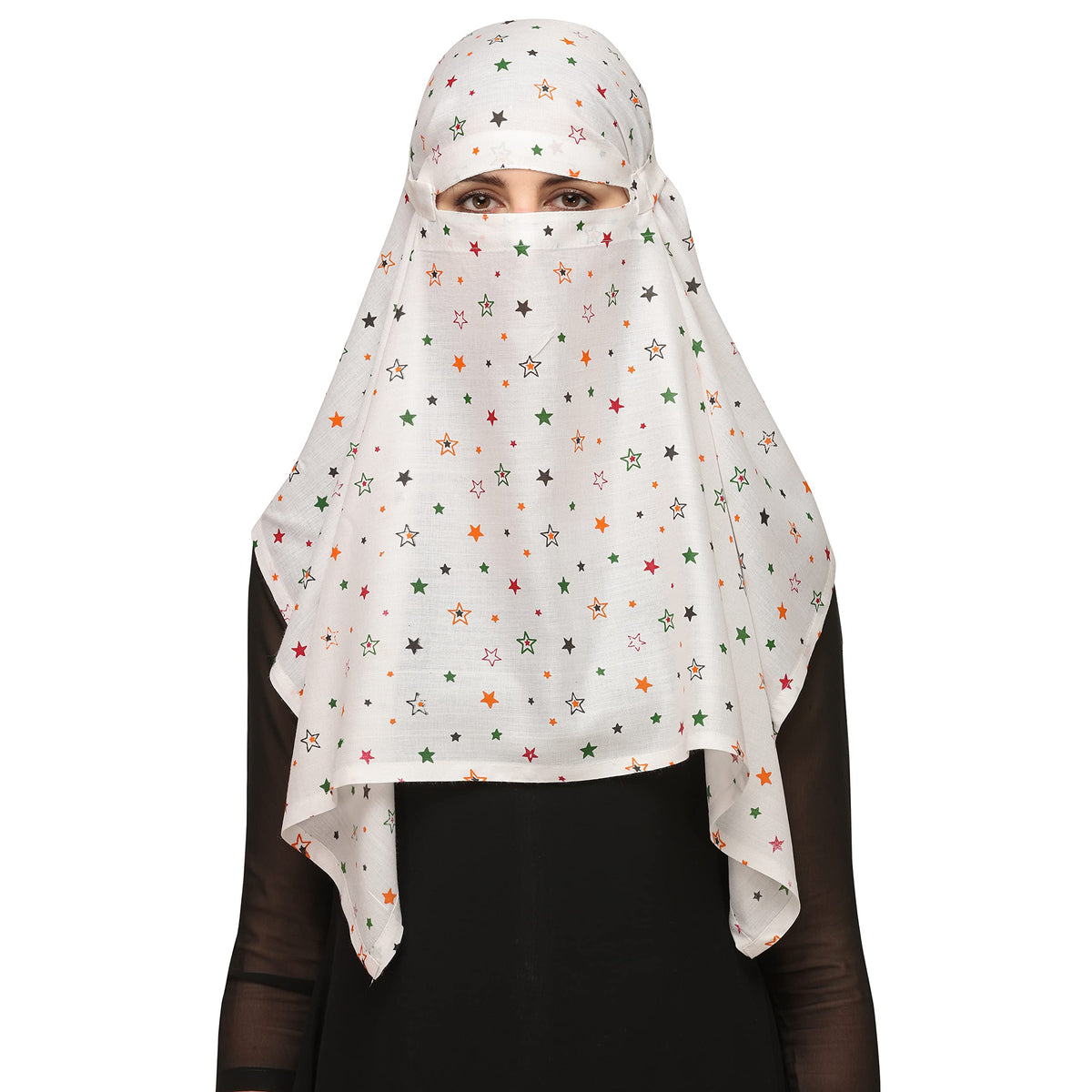 7 season's Girls Cotton Scarf Cum Mask Universal Size Usable For Vehicle Driver For Sunlight Uv Protection White Printed Design (Star-S), Female