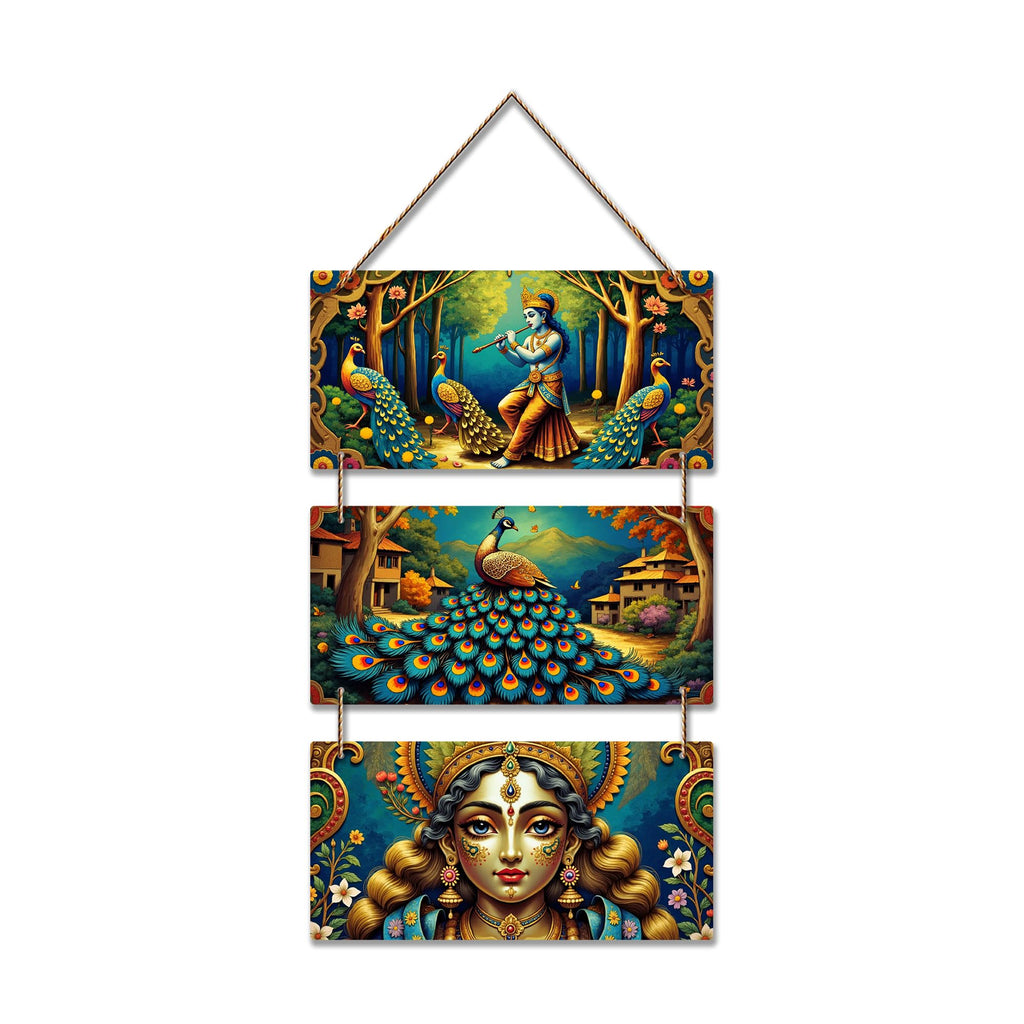 Artvibes Krishna With Flute Spiritual Wooden Wall Hanger for Home | Living Room | Spiritual Decor Items | Religious Wall Art | Wall Poster | Artwork| Stylish Modern Decor Item | Gift Items (WH_9439N)