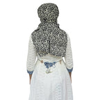 Switchon Scarf Hijab Rayon Printed fancy scarf for women Size Adjustable -Hook loop tape- For 10 yrs and above (Black_Off-white)
