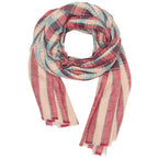 100% Cashmere Handmade in Kashmir (Gift Box) Ultra Soft Warm Superfine Check & Stripe Pashmina Shawl Beige Multicolour