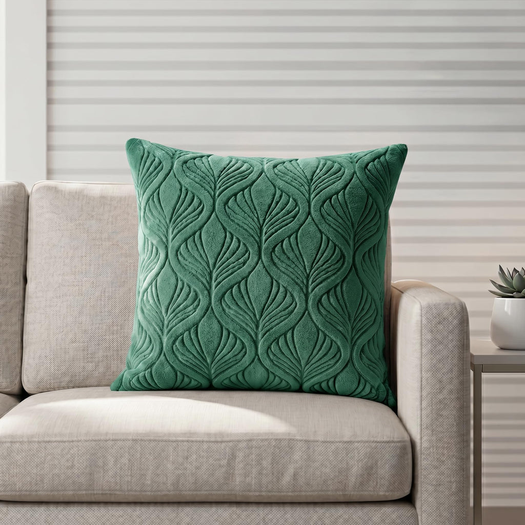 Yellow Weaves Jacquard Cushion Covers | Sofa Cushion Covers | Throw Pillow Cover for Sofa, Couch, Living Room| Removable & Washable | 16x16 Inches, 1 Piece (Green)