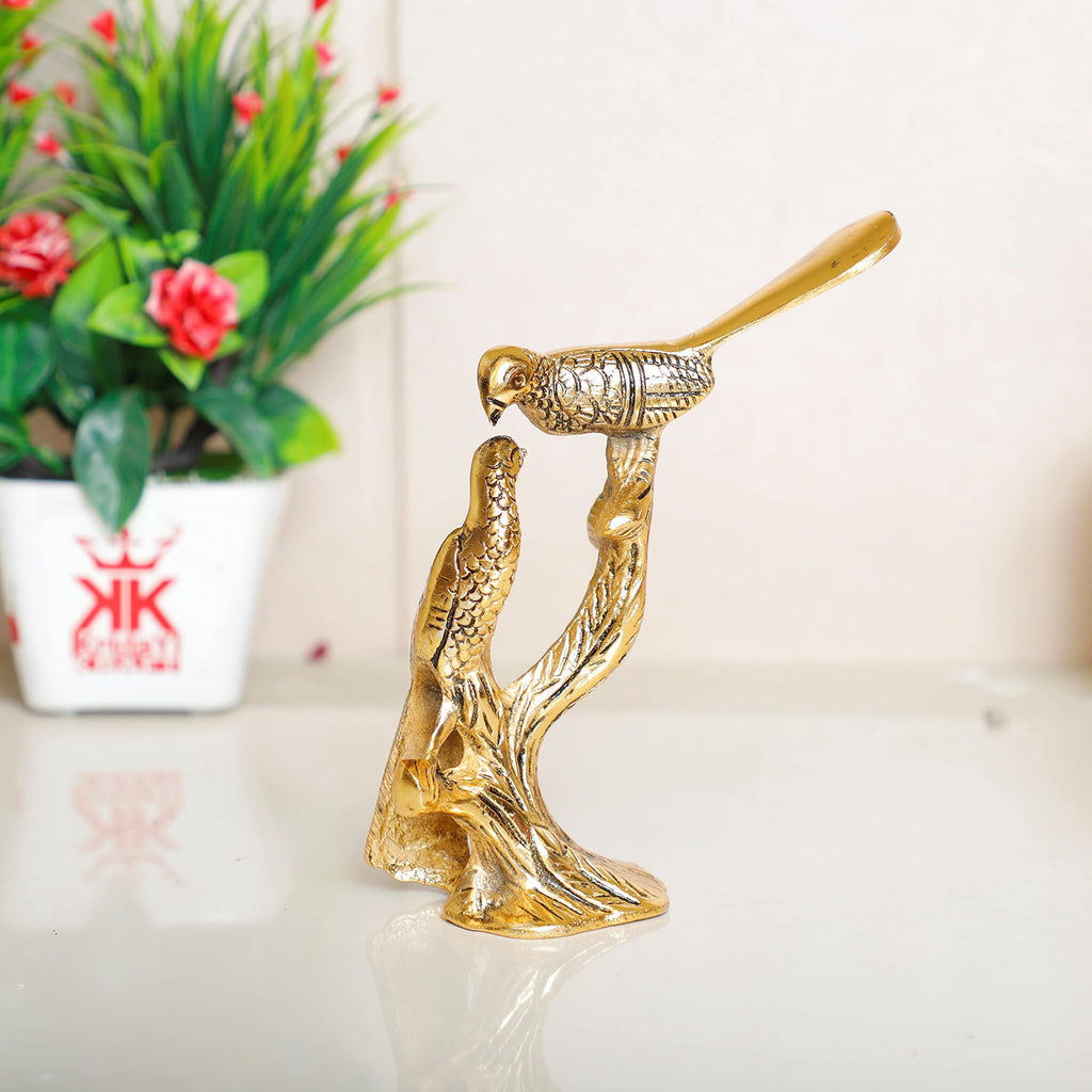 KridayKraft Love Birds Couple Kissing Sitting on Tree Branch Showpiece Figurines for Home Decor