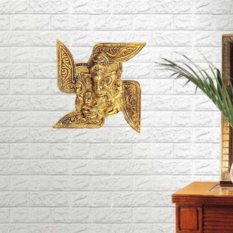 KridayKraft Ganesha Metal Statue,Ganpati Wall Hanging Sculpture,Metal Swastik Ganesha Murti Lucky for Home & Office,Religious Showpiec Gift idol on Diwali,Birthday,Wall Decorative Feng Shui Article...