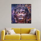 VIBECRAFTS 3 Pieces Peaceful Buddha Face Canvas Wall Painting Fitted With Wooden Frame For Home | Office | Living Room | Gifts (PTVC3Pcs1_9592)
