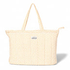 HOUSE OF ORLO Premium Cotton Waffle Quilted Tote Bag, Large Spacious Handbag for College, Office, Work, Travel, Shopping & Daily Use - Dual Yellow