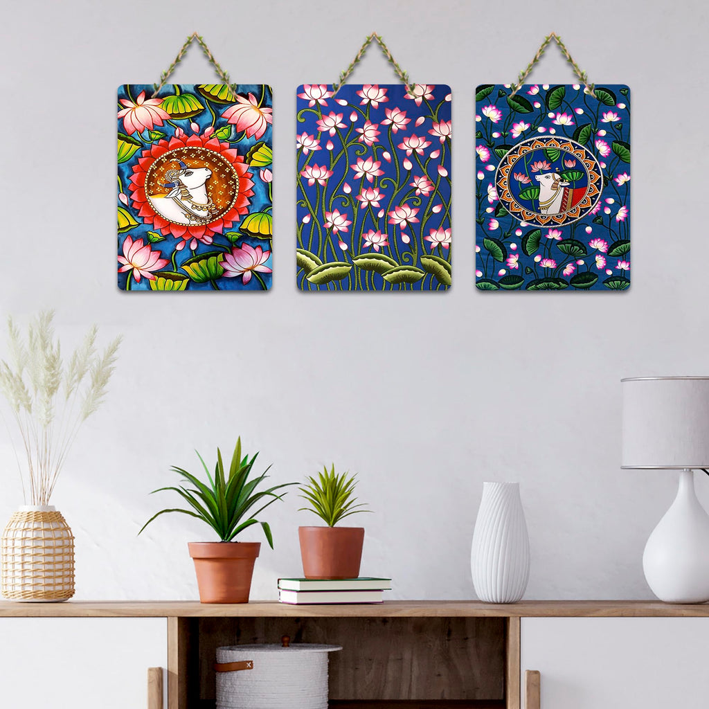 Artvibes Pichwai Wooden Wall Hanging Decorative Artwork | Home Decor Items for Bedroom & Living Room Wall Art | Gift for Women | Signs & Plaques WH_96139N
