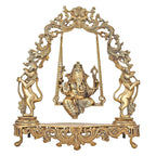 SVARUP Brass Ganesha On Jhoola Swing Showpiece, Beautiful Handcrafted Brass Ganesh Statue 18 Inch
