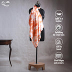 CrossKulture White & Orange Polycotton Scarf for Women | Lightweight & Long | Stylish Stole Splash Design | Neck Scarf, Hair Scarf, & Head Scarf for Girls | All Season Accessory