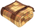 Goyal's Modern Check All Season Polar Fleece Single Bed Blanket, 60X90 Inches - Golden Brown, 300 TC Kafalo