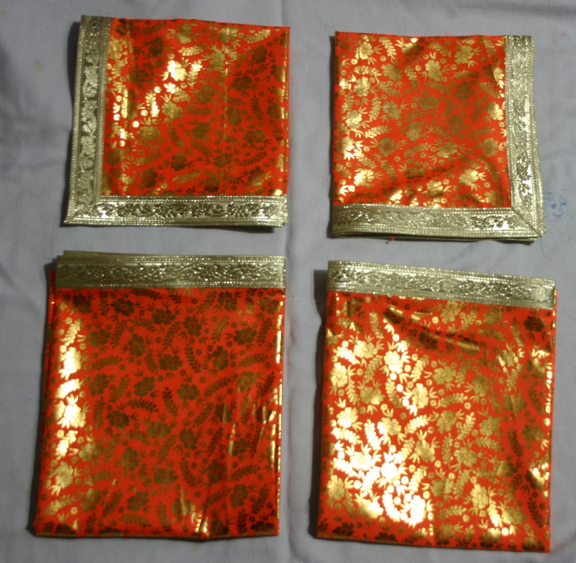 Lakshmi Maa Collection's Rumala Sahib Double Set Orange with gota (4 nos.)