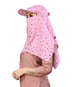 TESY QWEN Women's Scarf Cum Mask with Cap, Rayon Multi-Functional Neck Gaiter with UV Protection for Biking, Hiking and Travel (Leriya)