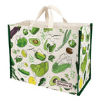 DOUBLE R BAGS Heavy Duty Cotton Canvas Grocery Shopping Bag | Eco-Friendly Cloth Tote for Vegetables, Milk, Fruits & Lunch | 33x44.4x20.3cm | 1 Compartment | Pack of 6 Vegetable Print