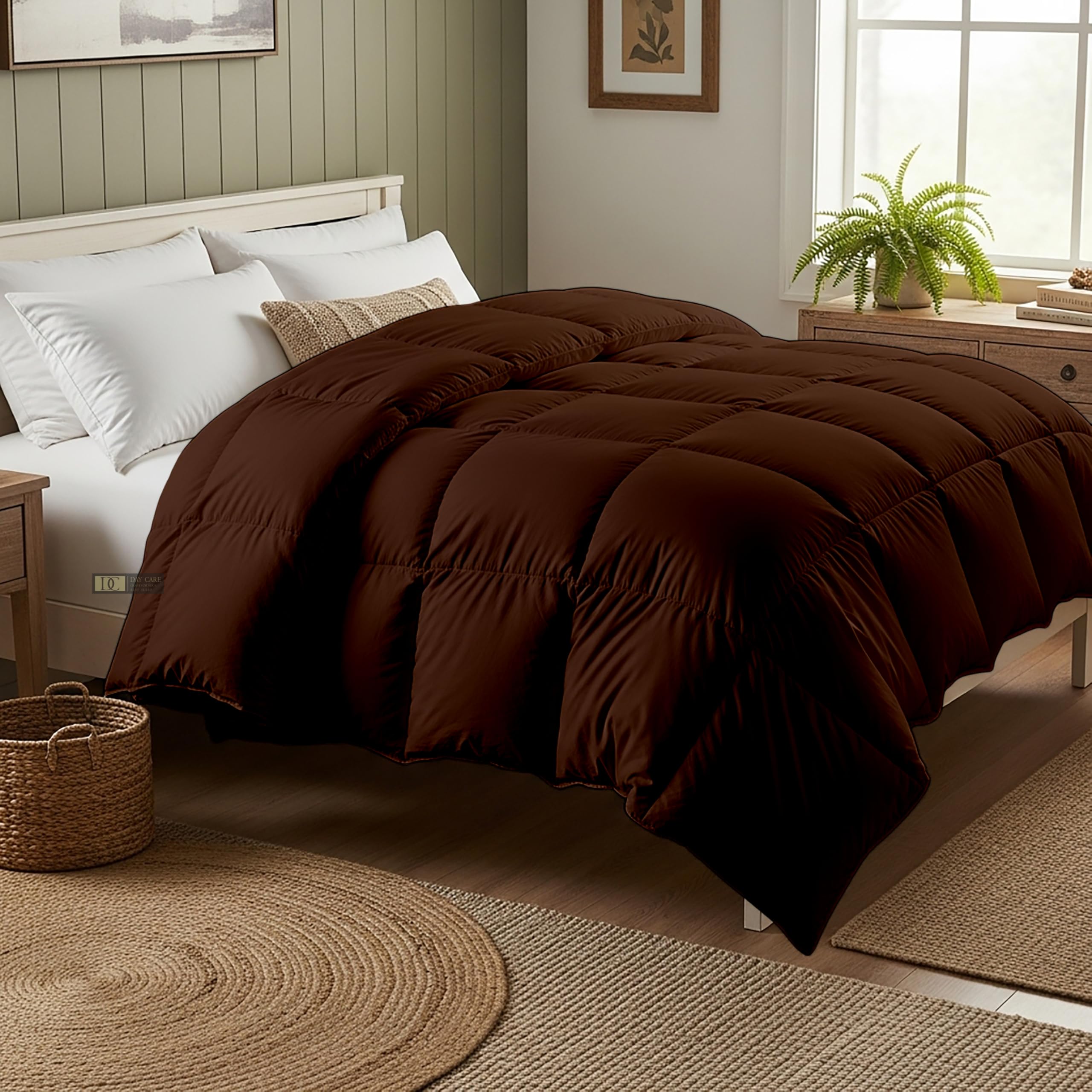 Day Care® Cloud Loom 600 GSM Filling Microfiber Comforter | Ultra Warm Heavy Winter Quilt Blanket Rajai | Soft, Fluffy & Hypoallergenic Bedding | 60x90 Single Bed - Chocolate Brown Kafalo