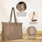 Premium Large Capacity Everyday Tote Bag for Women with Zipper Closure and Multi Pocket Storage (BROWN)