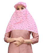 7 season's Women's Cotton Short Scarf Cum Mask for Female Universal Size/Usable For Vehicle Driver For Sunlight Uv Protection/White Printed Design (Cap_Pink, Free)