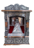 Bit-Chu Home Designs Aluminium & Copper Carving Oxidized Handcrafted Mandir/Ghar Mandir/Pooja Temple(Size: 24 x 6x 15 Inch) Silver & Bronze