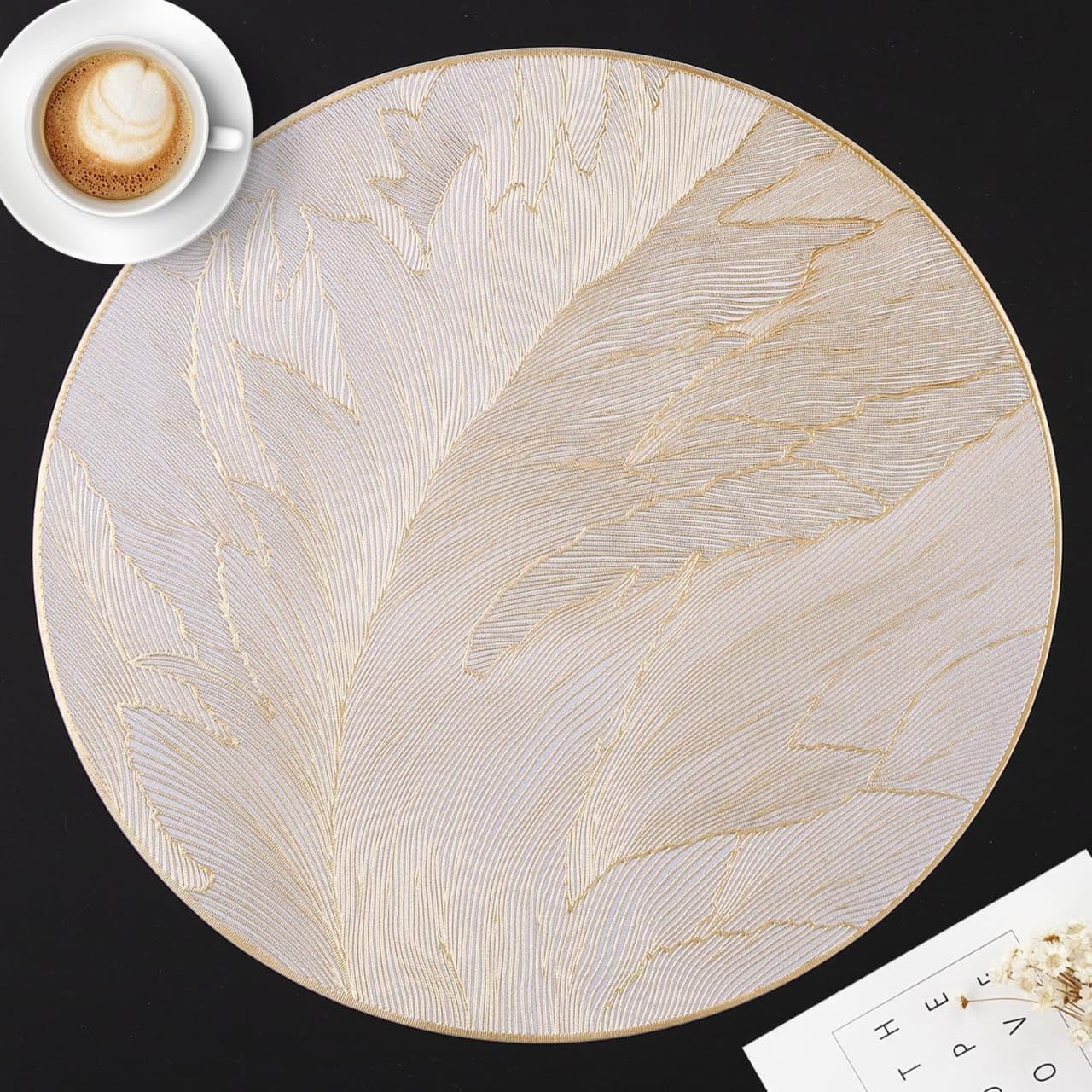 Premium Square Table Mat (12x12 Inch) - Heat Resistant & Waterproof Dining Placemat, Easy to Wash, Non-Slip Kitchen Table Protector (Pack of 1, Round MAT) Kafalo