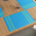 Encasa XO Dining Table Placemats, Ribbed Cotton, Heat Resistant Blue Kafalo