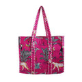 Ravaiyaa - Attitude is everything Women & Man Beautiful Printed Cotton Grocery Shopping Bag | Shoulder Bag | Cotton Tote Bag | Travel Tote Bags 18x5.5x16 Inch (Pink Forest)