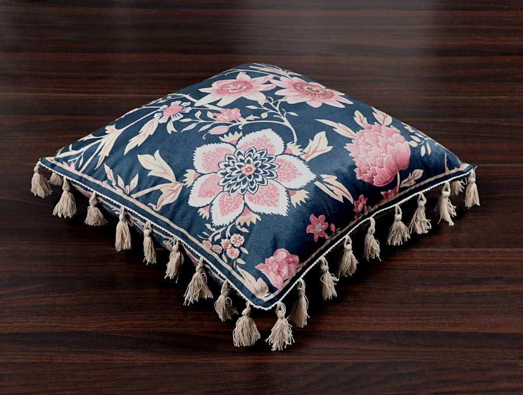 ishro home Premium Cushion Cover 18 inch x 18 inch | Set of 5 – Soft European Standard Fabric, Frill Design, Machine Washable | (5, Night Sapphire, 18x18 Inch)