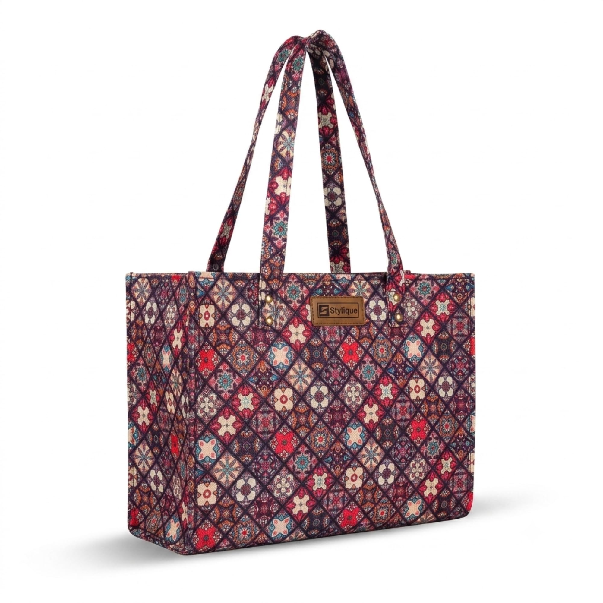 Stylique Jute Cotton Premium Tote Handbag for Women | Spacious Office Laptop Shoulder Bag | Ecofriendly Canvas Shopping Purse for College, Travel, Market & Daily Carry