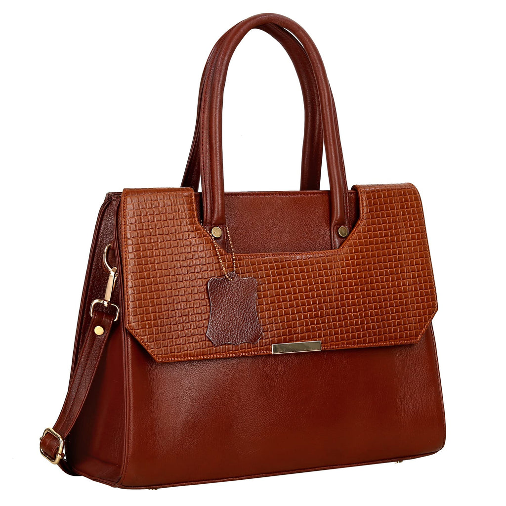 RICHSIGN LEATHER ACCESSORIES Full-Grain Natural Cro Leather Top-Handle satchel Tote Handbags & Shoulder Sling Bags For Women Office Branded Stylish Latest Size- L-13 X H-10 x W- 5 Inch