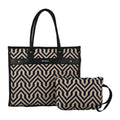 ENSAC Tote Bag with Ethnic Prints – Canvas Handbag with Zip Pouch, Stylish Laptop Tote for Office, College & Everyday Use