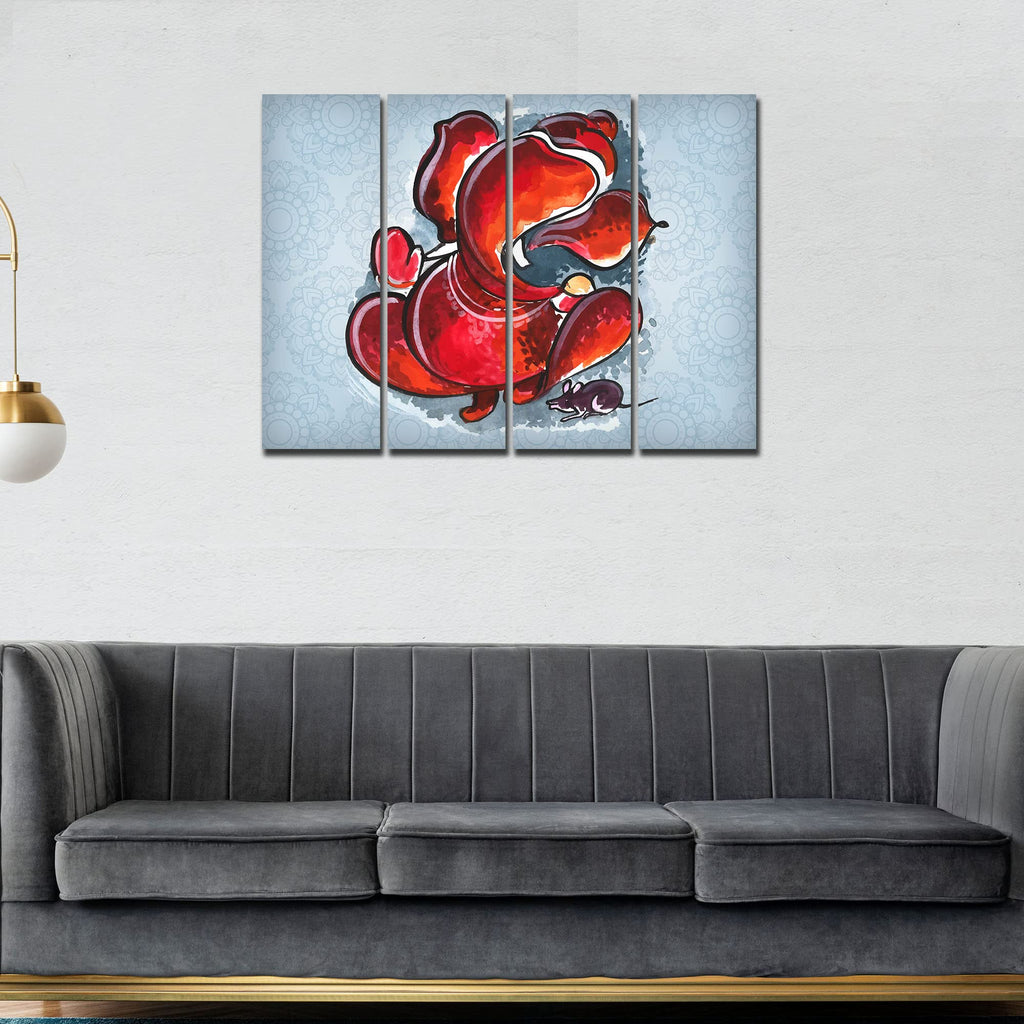 VIBECRAFTS Divine Ganesha 4 Pieces Canvas Wall Painting Fitted With Wooden Frame For Home | Office | Living Room | Gift(PTVC4Pcs1_13519)