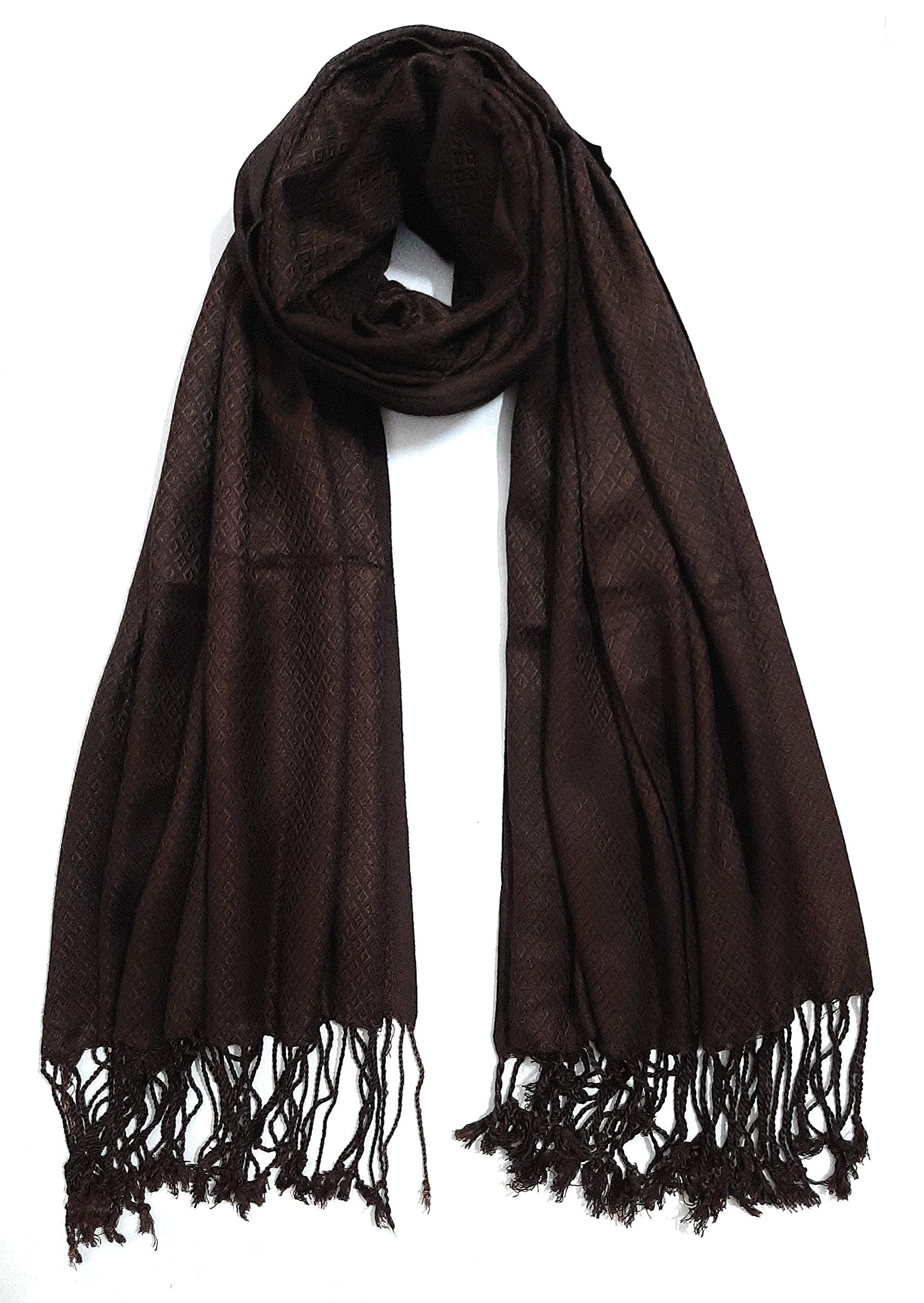 Chandwasia Viscose Scarf Stole & Shawl | Travel Office Casual Styling For Men Women Summer Winter Use | Viscose Fabric | 28x72 Inches | Self Design Sent Randomly Daily Drape Wraps | Brown