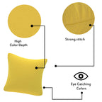 Yellow Weaves Cotton 250 TC Canvas Decorative Cushion Covers, (24 X 24 Inches), Set Of 5, Yellow