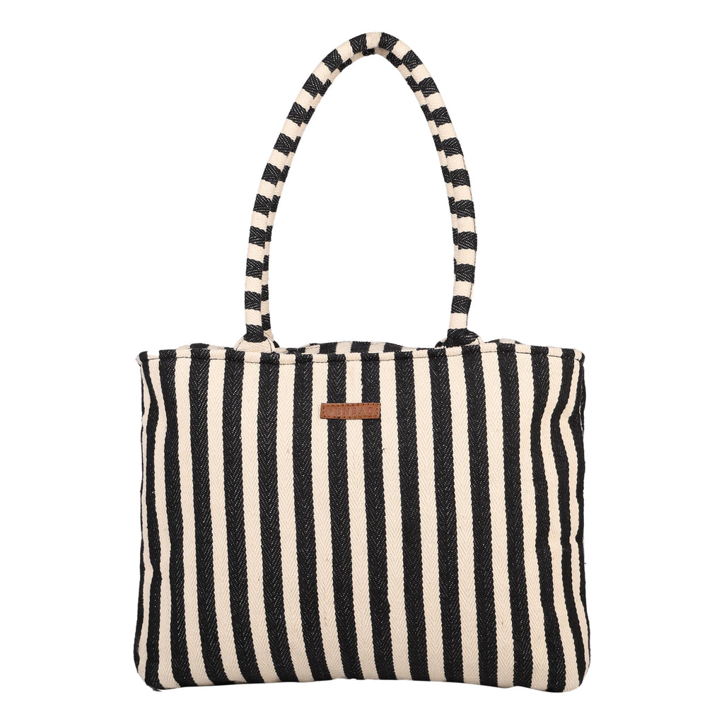 ENSAC Premium Cotton Tote Bag for Women, Stylish Handbag for women with Zip Closure | Fit for Office Bag, College, Travel Use | Handcrafted in India