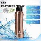 Speedex Stainless Steel Water Bottle 1 Ltr, 1000 ml Metal Bottle For Daily, Office, School, Gym, Travel Use for Men, Women, Kids, Adults-Leak Proof Sipper Cap, BIS Approved, Copper Gold, Set of 4