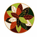 MFU Made For You Handcrafted Beaded Round Placemat 14 Inch (14 Inches, Leaf 1) Kafalo