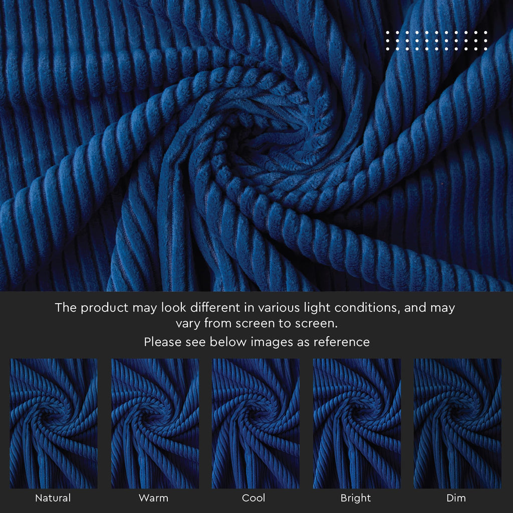 Encasa XO Corduroy Cushion Covers, No Inserts, Set of 2, Navy Blue