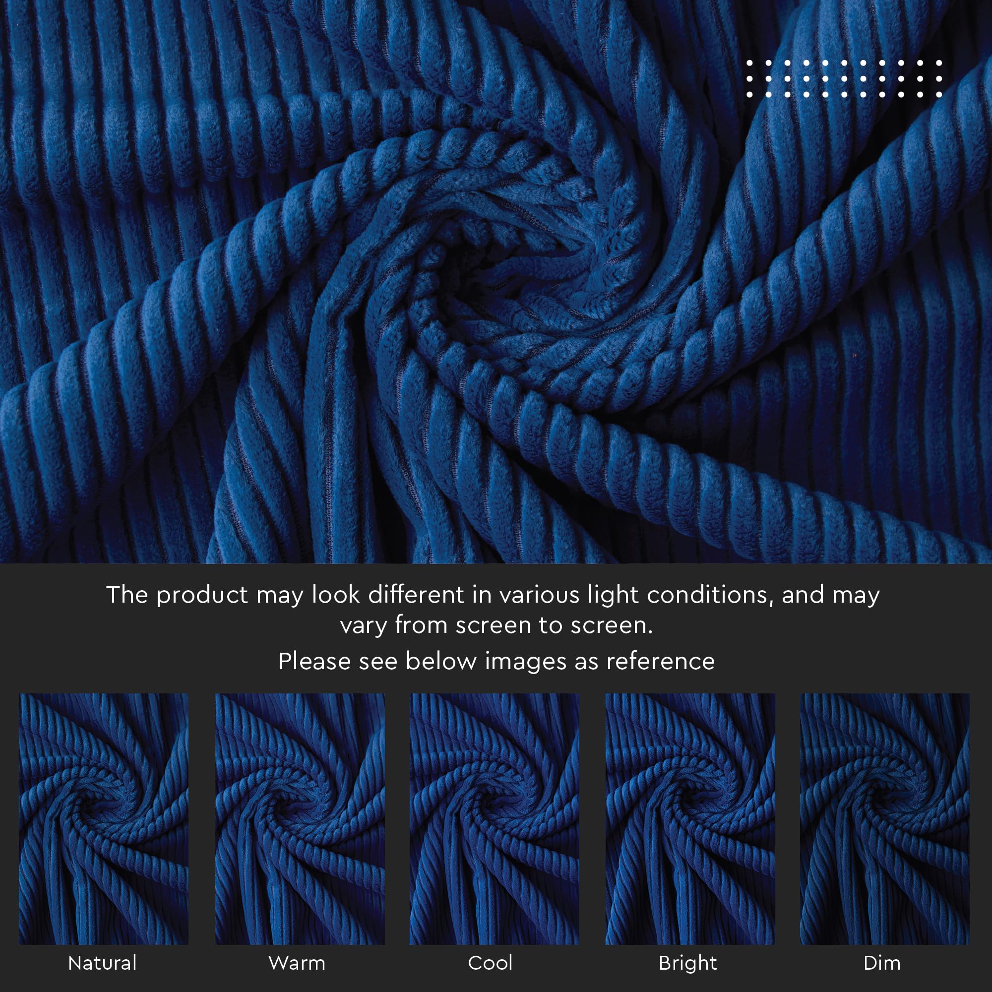 Encasa XO Corduroy Cushion Covers, No Inserts, Set of 2, Navy Blue