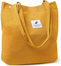 Street27 Korean Canvas Corduroy Tote Bag Casual Work Shoulder Handbags, Multi-Purpose Bag, Sturdy Canvas Bag With Large Capacity, Shopping Bag For Office, College & Daily Use (Yellow, Womens)