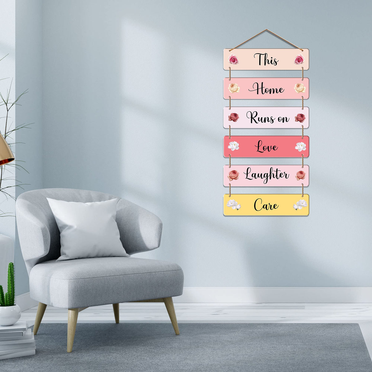 Artvibes Decorative Wall Hanging Wooden Art Decoration Item For Living Room | Bedroom | Home Decor | Gifts | Quotes Decor Item | Wall Art For Hall | Mdf Wall Decoration, Set Of 6 (WH_3211N)