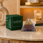 CALMINDS Amethyst Orgonite Pyramid for Stress Relief & Healing | Crystal Pyramid for Positive Energy, Chakra Balancing & Meditation | Vastu, Feng Shui, Home Office Decor