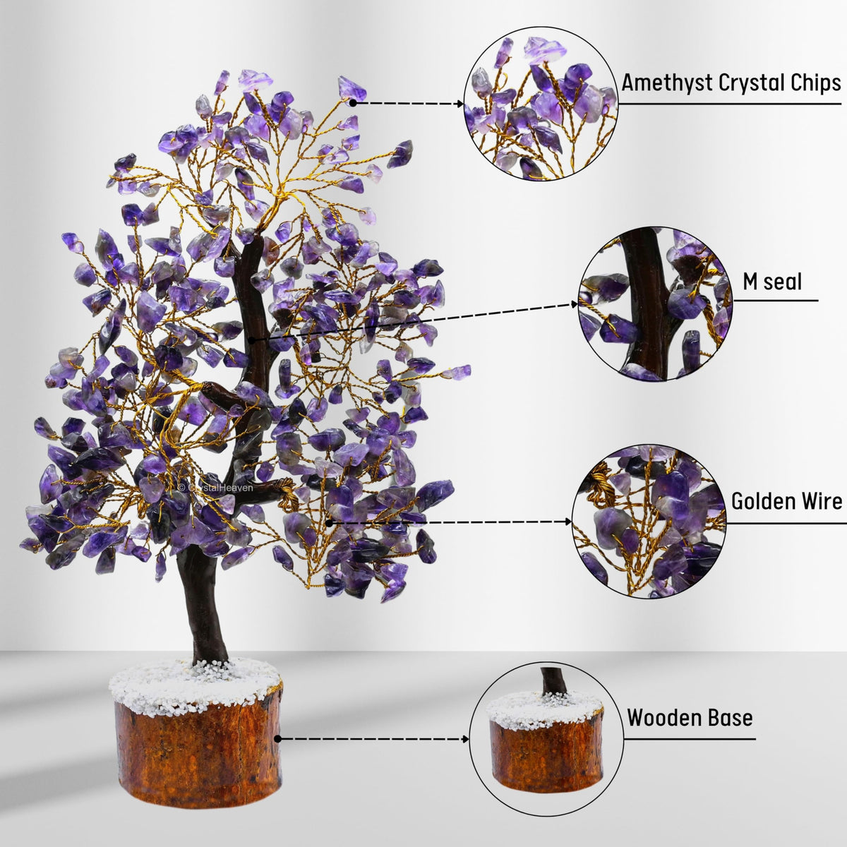 Certified Amethyst Crystal Tree for Good Luck - Healing Crystals Money Tree for Wealth, Positive Energy at Home Office - Decorative Spiritual Gifts for Vastu, House Warming