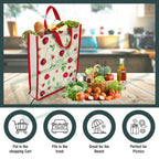 DOUBLE R BAGS Unisex Big Eco Cotton Canvas Shopping Bag for Grocery, Milk, Fruits & Vegetables | Reusable Jhola Tote with Reinforced Handles | Multi Print, 34x9.5x39.5 cm, 1 Compartment (Pack of 4)