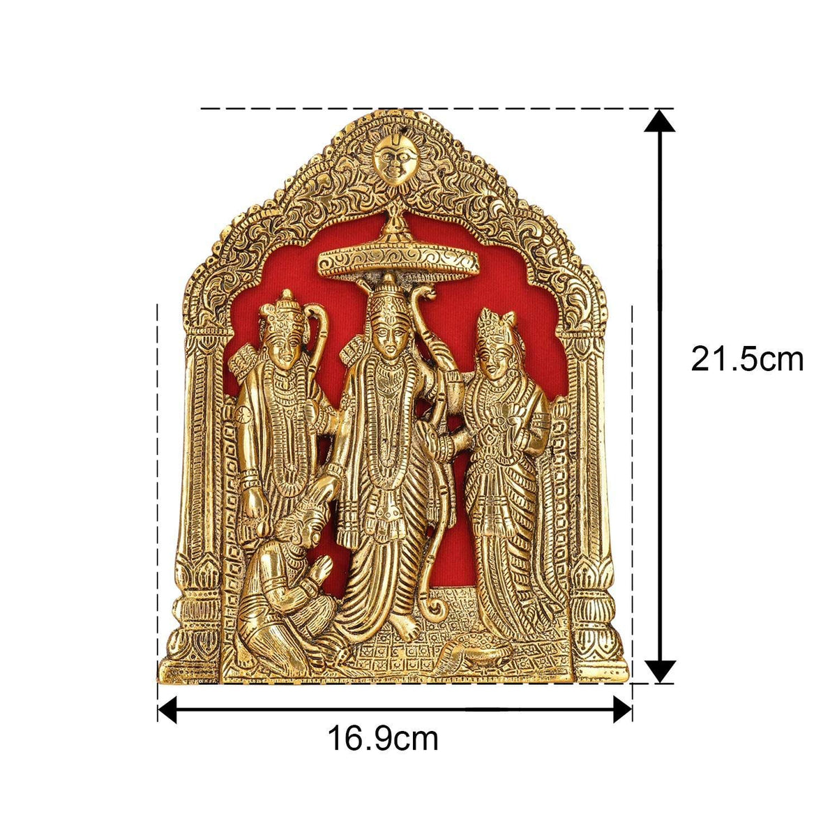 Prince Home Decor & Gifts Antique Metal Lord Ram Darbar with Hanuman Ji Home decor Idol (Regular, Gold)