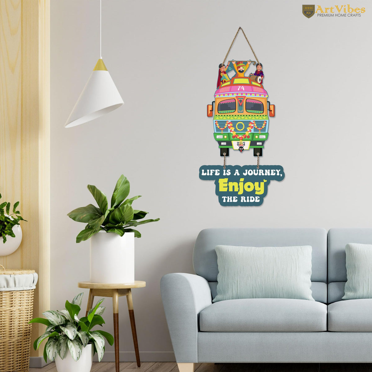 Artvibes Life Is A Journey Enjoy The Ride Printed Wooden Wall Hanging MDf Wall Art | Quotes Decor Item for Office | Traveller Quotes Wall Art | Wall Illustrations | Unique Gift (WH_5730N)