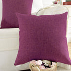 Khooti Decorative Jute Square Cushion Cover Throw Pillow Cover for Living Room Couch Diwan Single Seater Sofa, Modern Boho Medium 18 x 18 Inches / 45 x 45 cm (Colour - Wine)(Set of 1 Piece)-50 TC