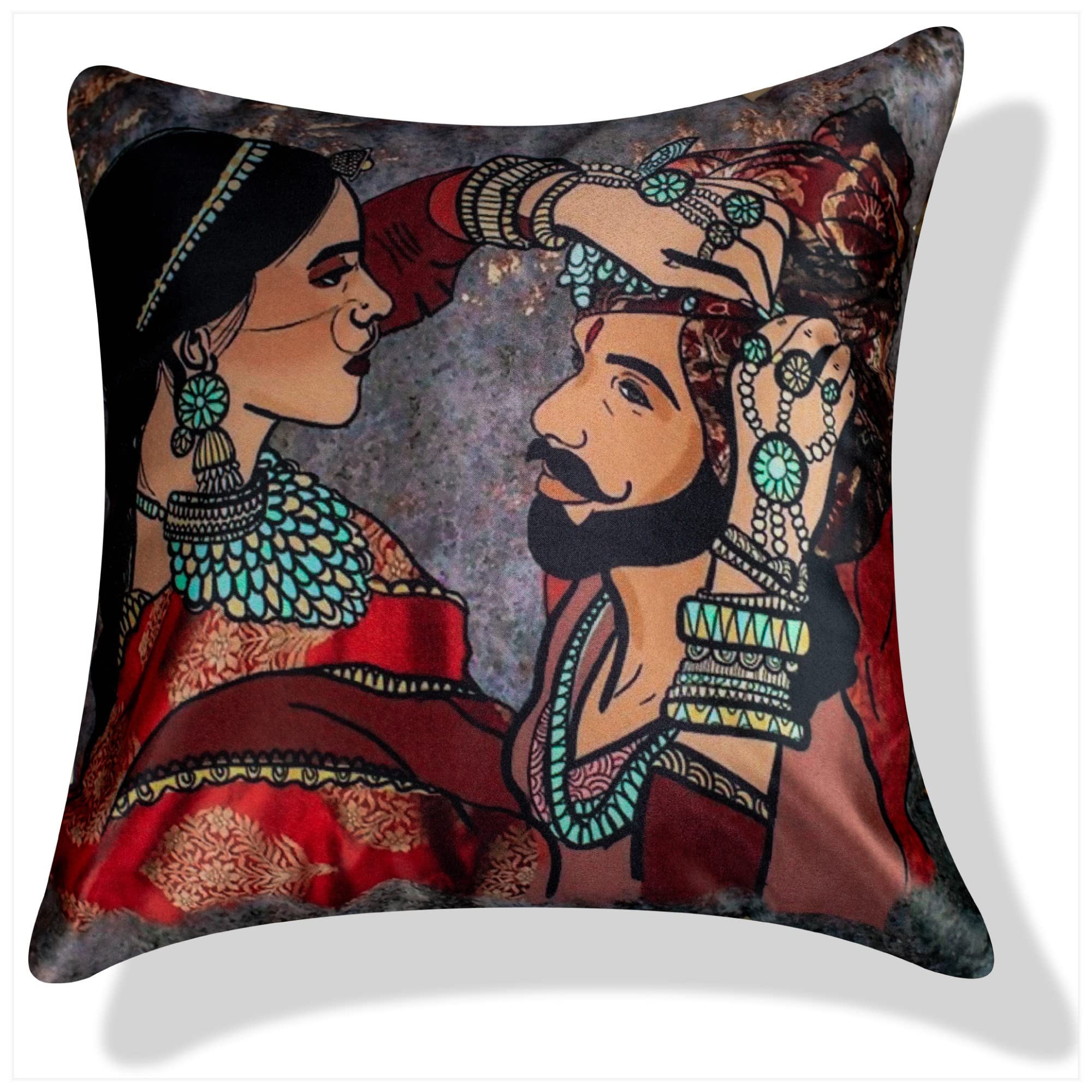 Vendola Bollywood Series Satin Microfibre 250TC Cushion Covers, Multicolor, Set of 4 Pieces (24X24 Inches)