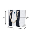 AQVA Women's Tote Bag With Zipper Pouch, Cotton Canvas Shoulder Bag With Rope Handles & Magnetic Button Closure, Utility Handbag For Travel, Work, Shopping, Office, College, Beach, Blue